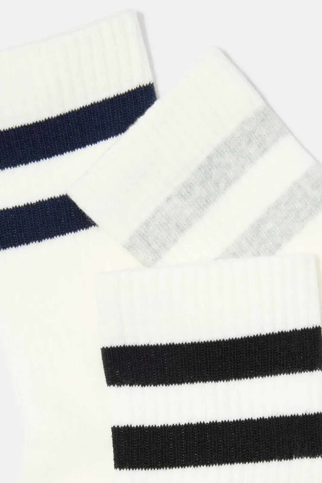 Socks<BOMBAS Vintage Stripe Half Calf Pack Softwhitemix