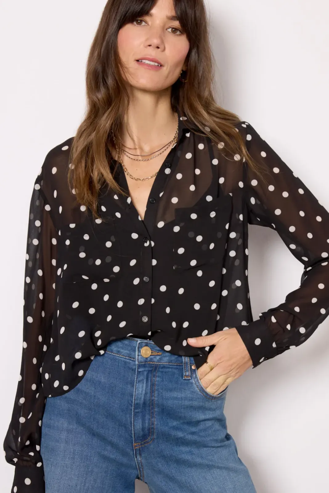 Tops & Tees<Z SUPPLY Vivienne Polka Dot Blouse Black