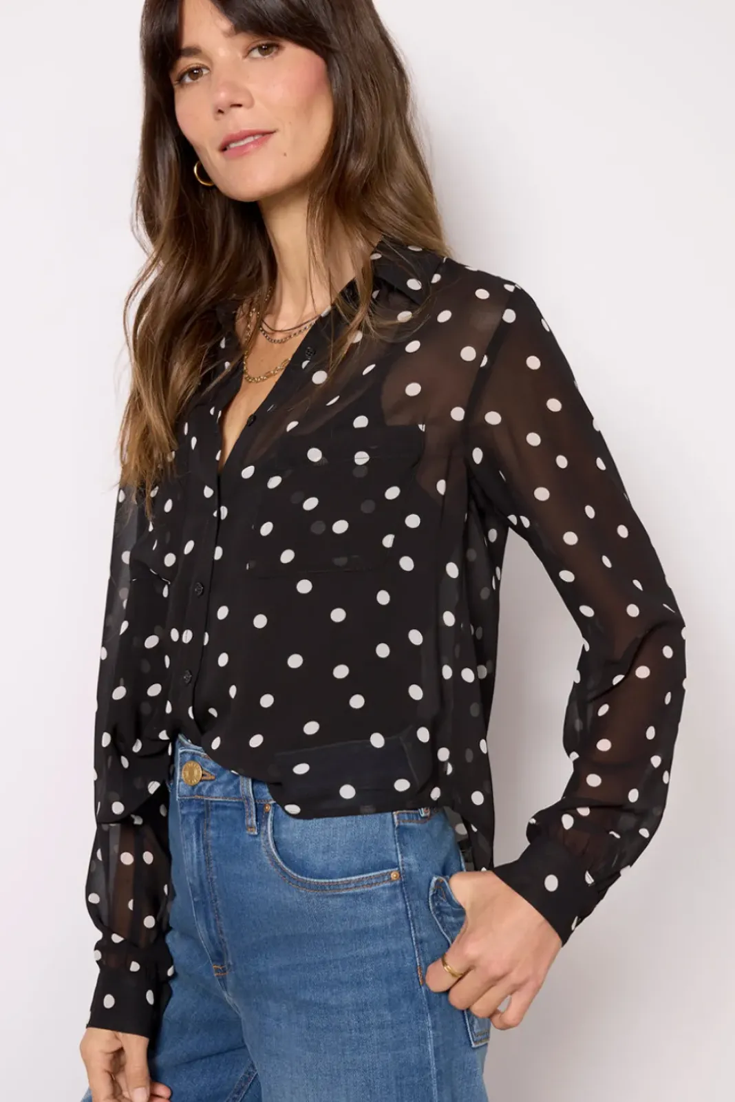 Tops & Tees<Z SUPPLY Vivienne Polka Dot Blouse Black