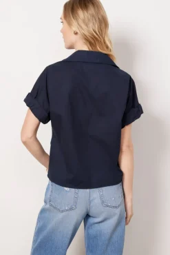 Tops & Tees<STATESIDE Voile Twist Front Shirt Navy