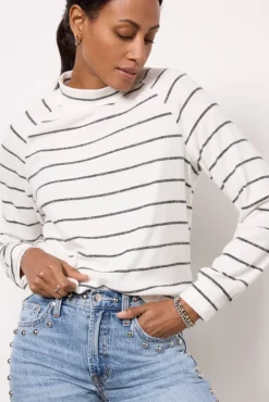 Tops & Tees<EVEREVE Walker Stripe Top White/Charcoal