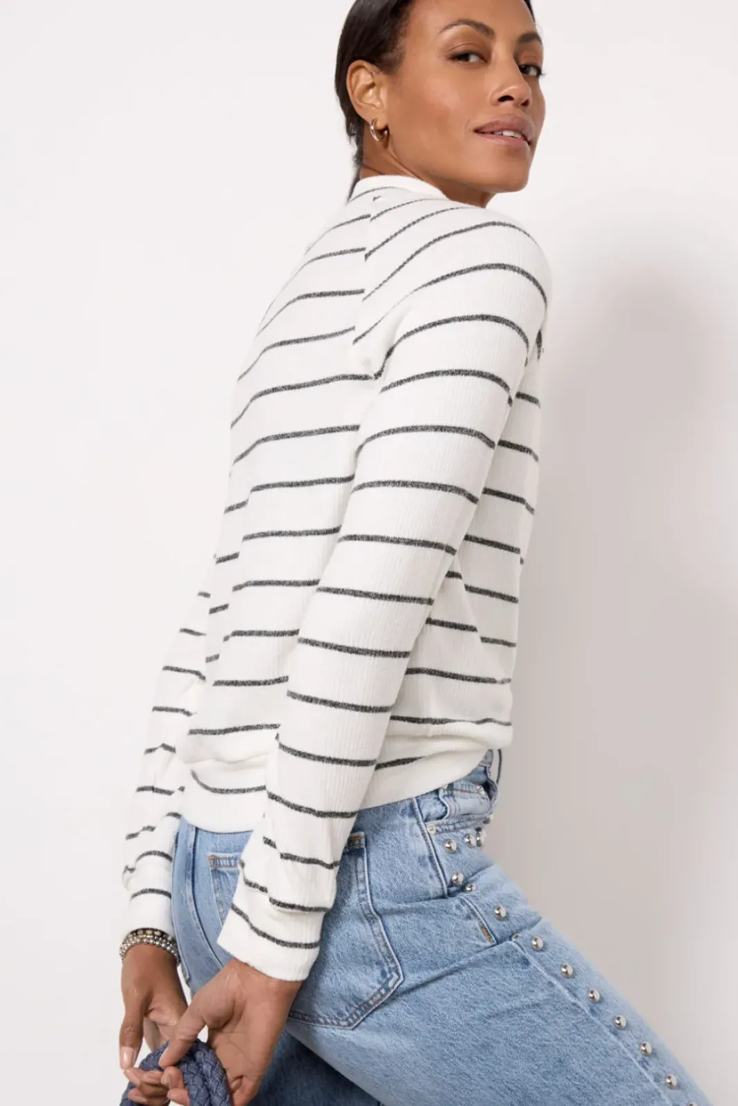 Tops & Tees<EVEREVE Walker Stripe Top White/Charcoal