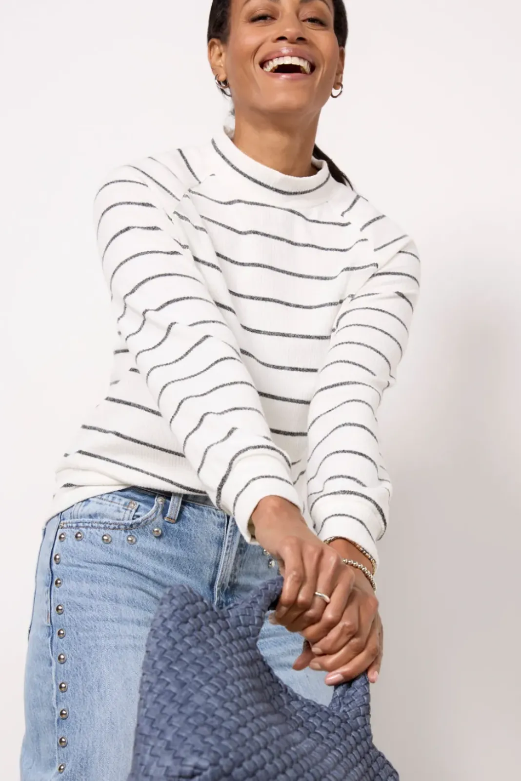 Tops & Tees<EVEREVE Walker Stripe Top White/Charcoal