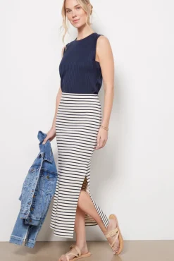 Skirts|Matching Sets<SPLENDID Whit Striped Maxi Skirt White/Navy