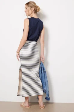 Skirts|Matching Sets<SPLENDID Whit Striped Maxi Skirt White/Navy