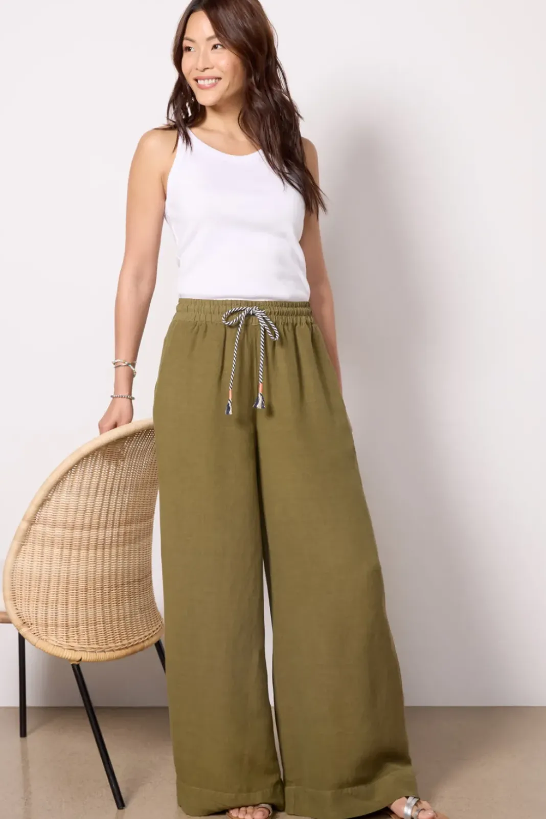 Pants & Leggings<SUNDRY Wide Leg Linen Pant Olive