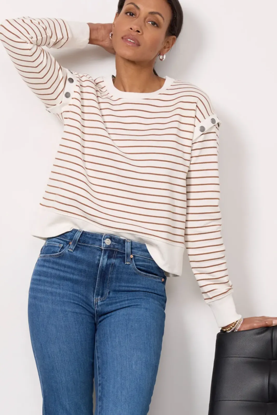 Sweatshirts<EVEREVE Willis Stripe Sweatshirt Cream/Tanstripe