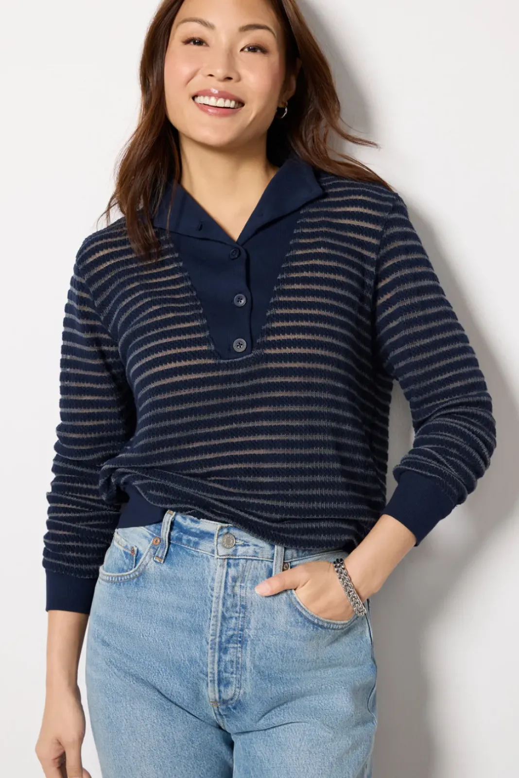 Tops & Tees<LA MADE Woodland Pullover Navy
