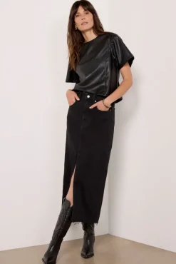 Tops & Tees<EVEREVE Zuri Faux Leather Tee Black