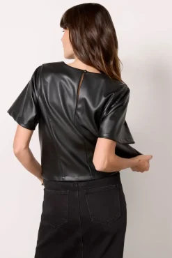 Tops & Tees<EVEREVE Zuri Faux Leather Tee Black