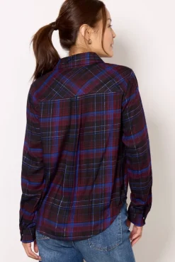 Tops & Tees<EVEREVE Zuri Plaid Button Down Grey/Cobalt