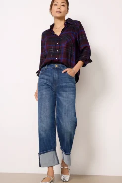 Tops & Tees<EVEREVE Zuri Plaid Button Down Grey/Cobalt